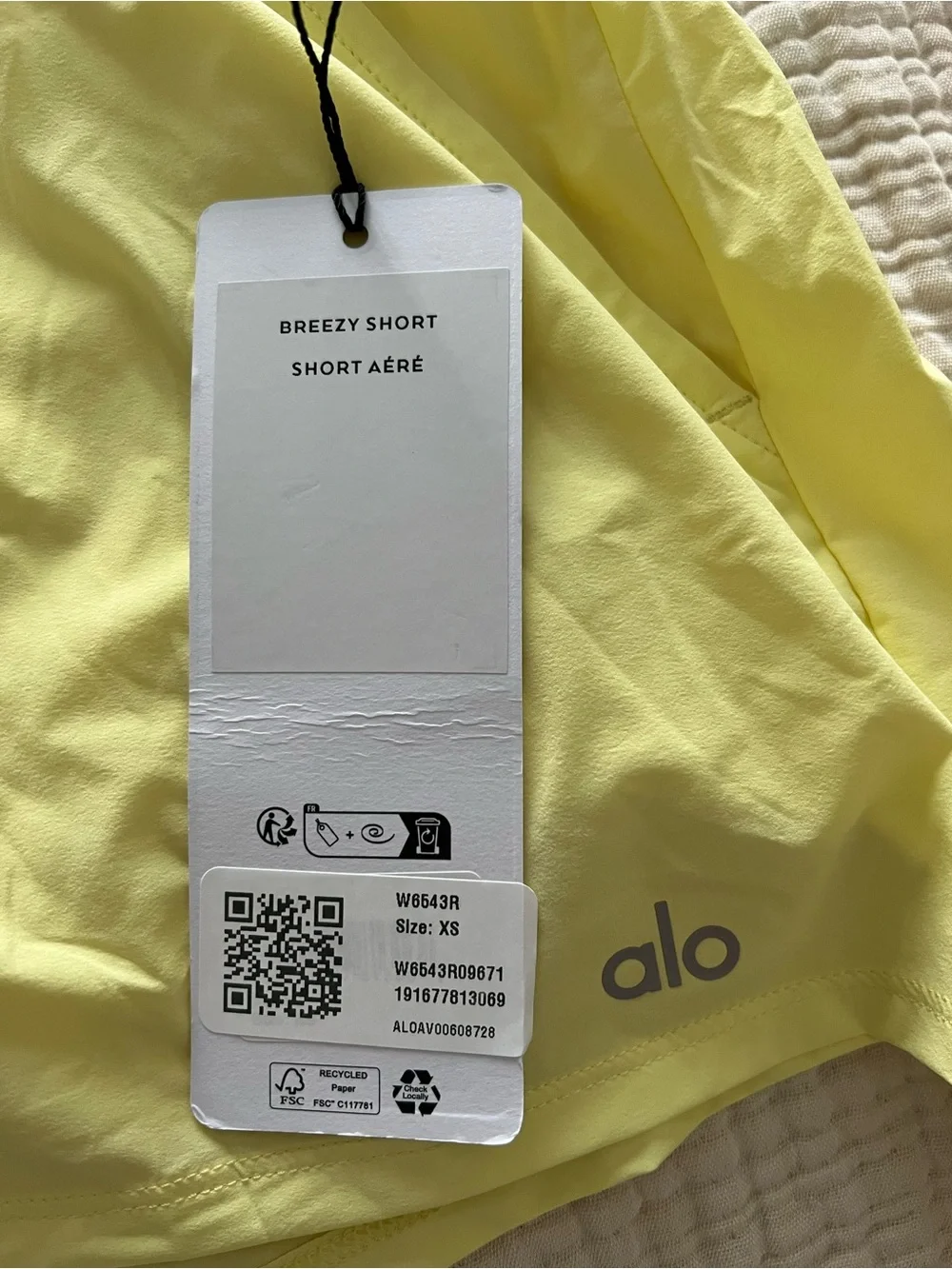 ALO Yoga Breezy Short in Pale Yellow - Picture 2 of 2